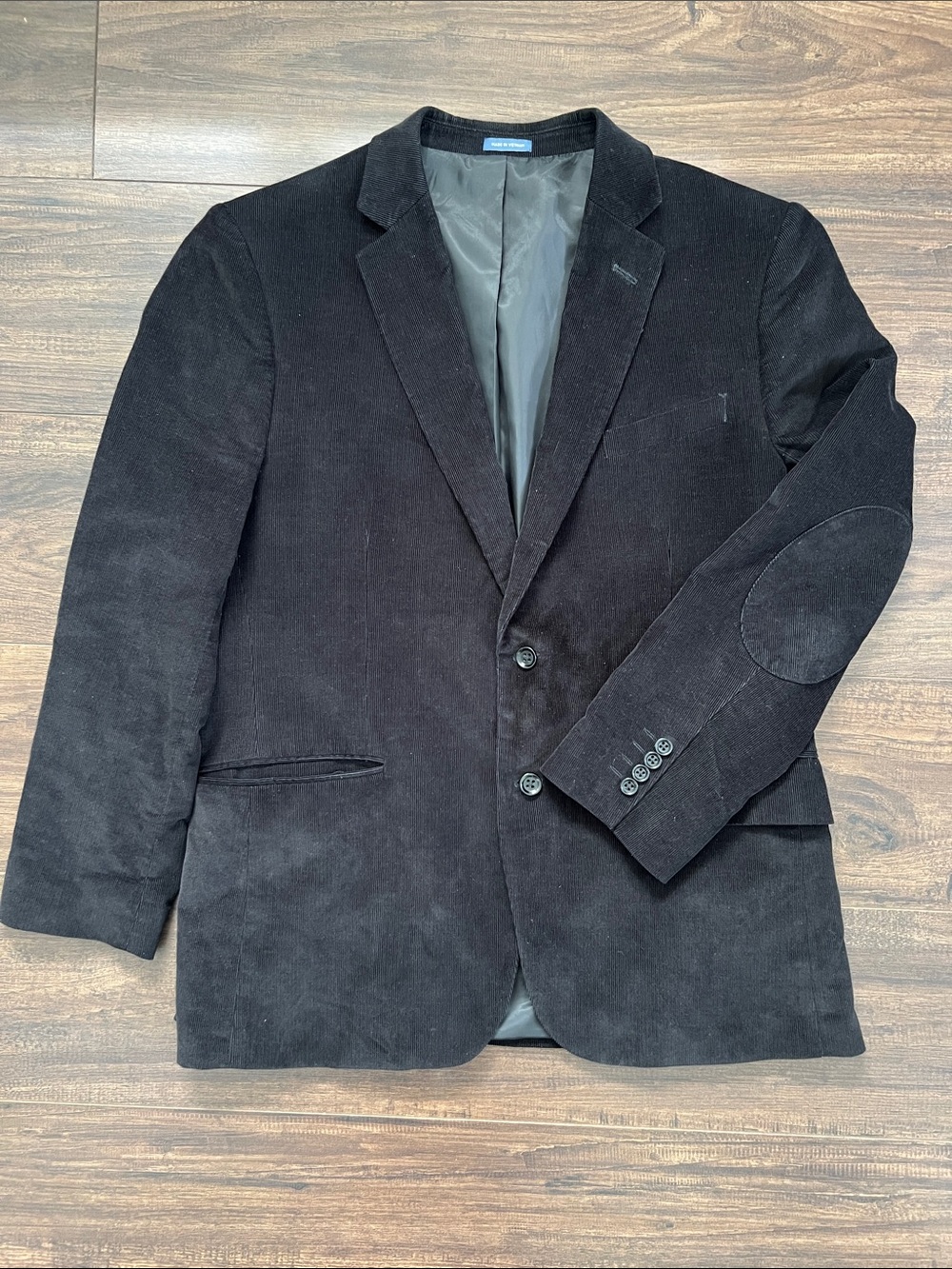 Stafford Black Corduroy Sport Coat with Elbow Patches